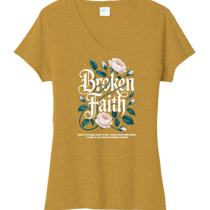 Broken Faith Women's Christian V - neck T-shirt - ClaimedbyGodDesigns