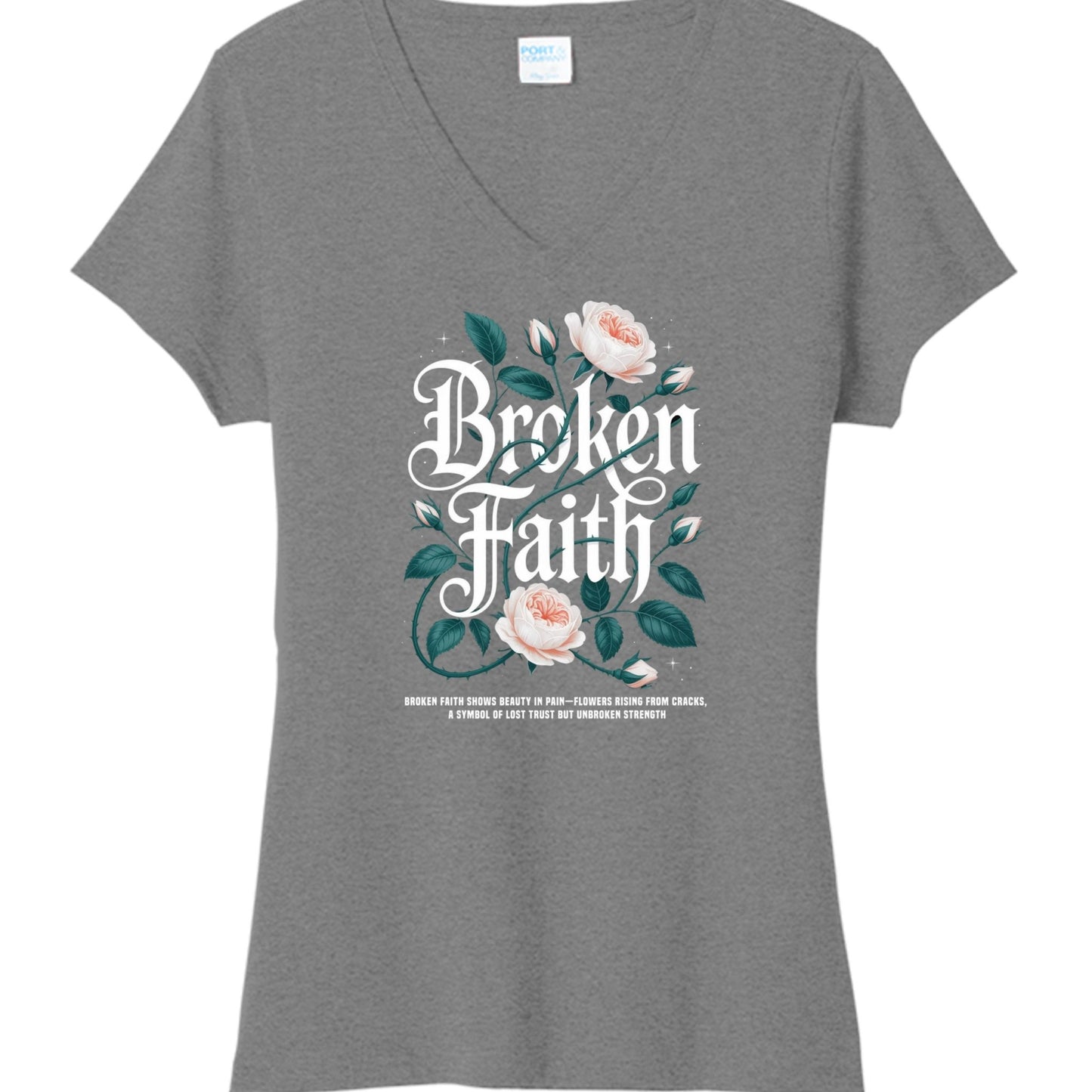 Broken Faith Women's Christian V - neck T-shirt - ClaimedbyGodDesigns