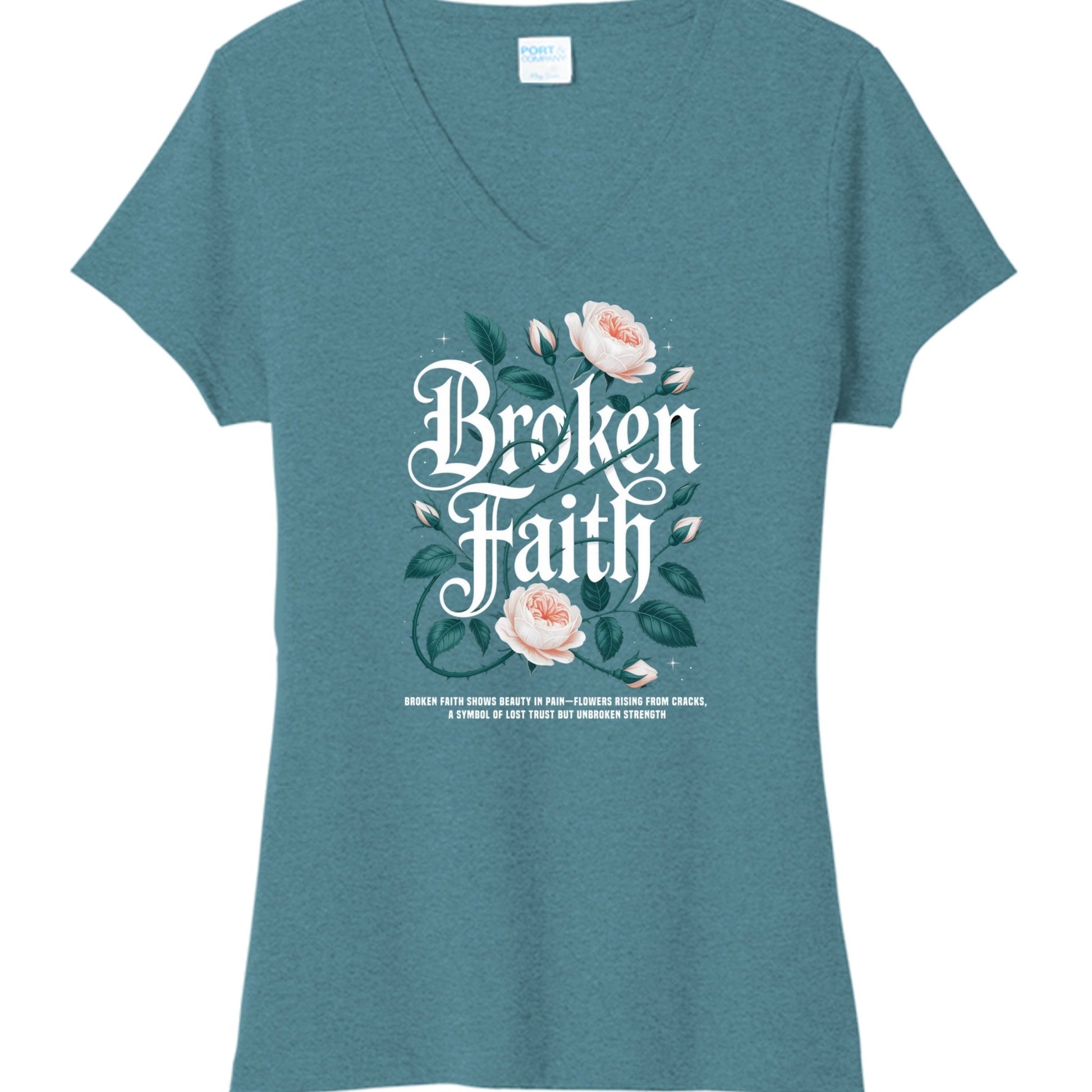 Broken Faith Women's Christian V - neck T-shirt - ClaimedbyGodDesigns