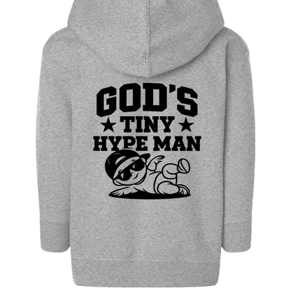 God's Tiny Hype Man Toddler Christian Full - Zip Hooded Sweatshirt - ClaimedbyGodDesigns