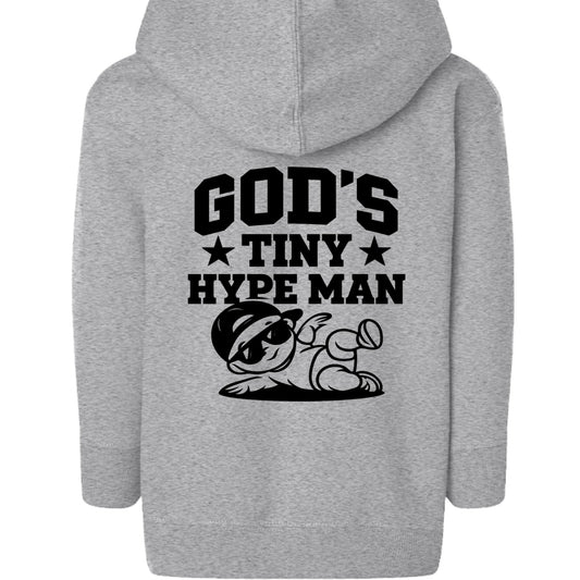 God's Tiny Hype Man Toddler Christian Full - Zip Hooded Sweatshirt - ClaimedbyGodDesigns