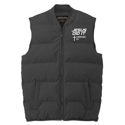 Jesus Did It Men's Christian Premium Puffer Vest - ClaimedbyGodDesigns