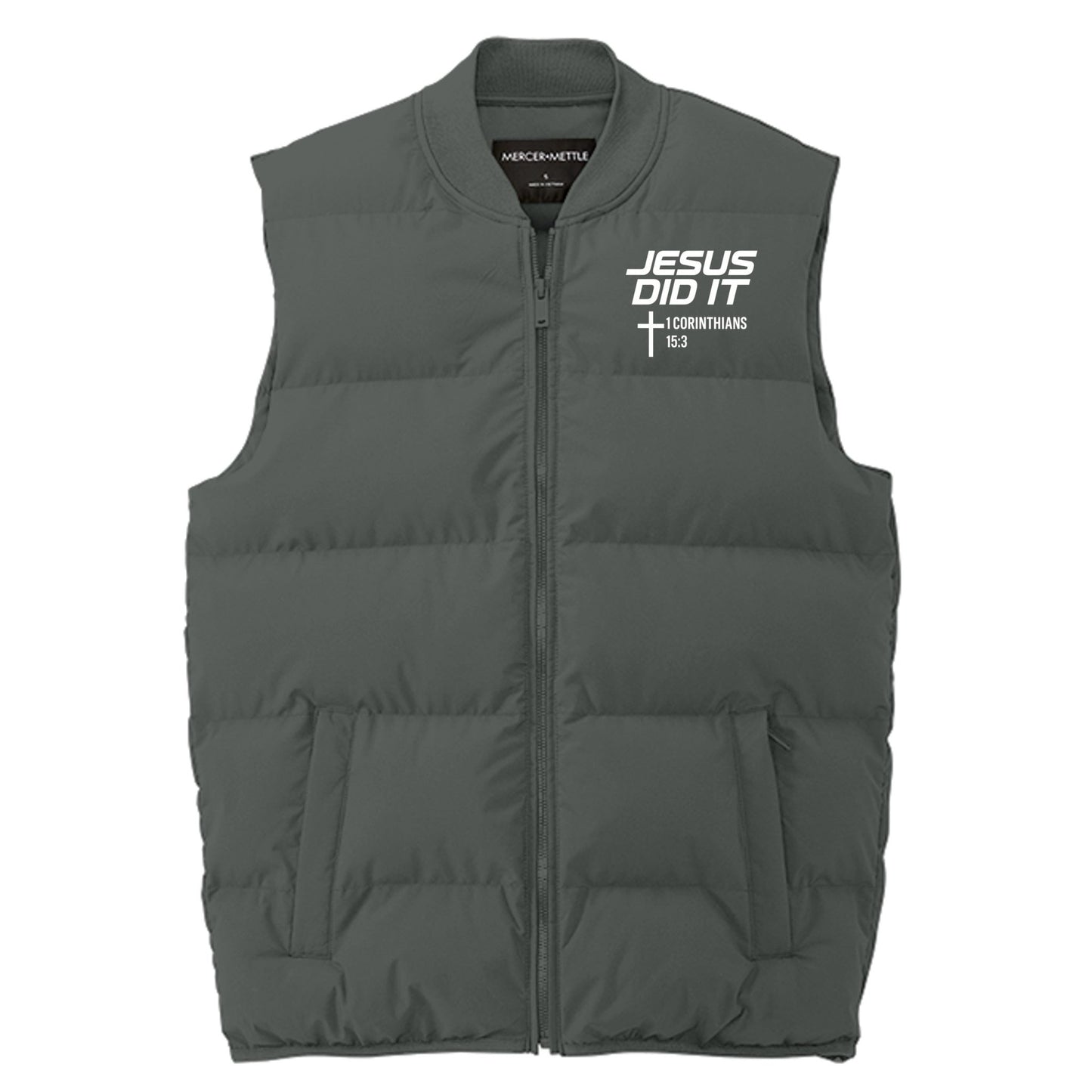 Jesus Did It Men's Christian Premium Puffer Vest - ClaimedbyGodDesigns