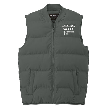 Jesus Did It Men's Christian Premium Puffer Vest - ClaimedbyGodDesigns