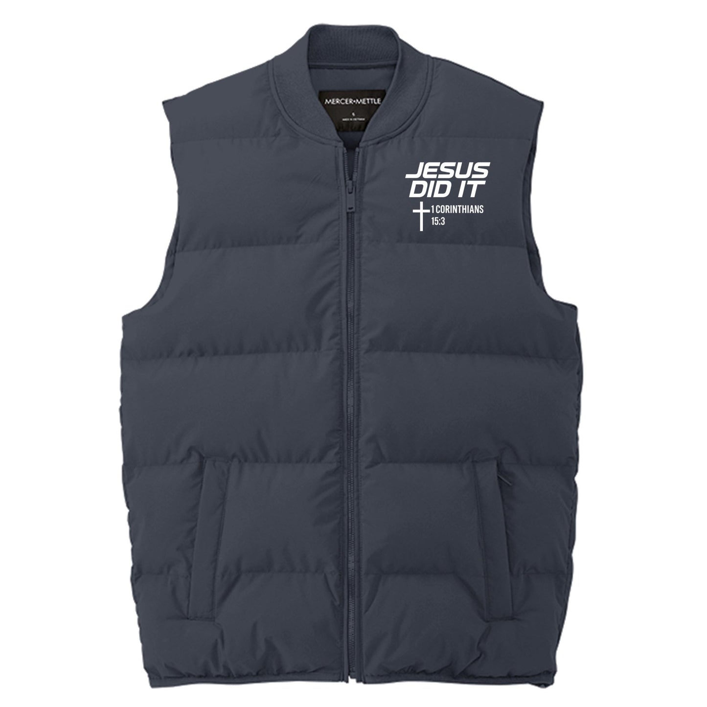 Jesus Did It Men's Christian Premium Puffer Vest - ClaimedbyGodDesigns