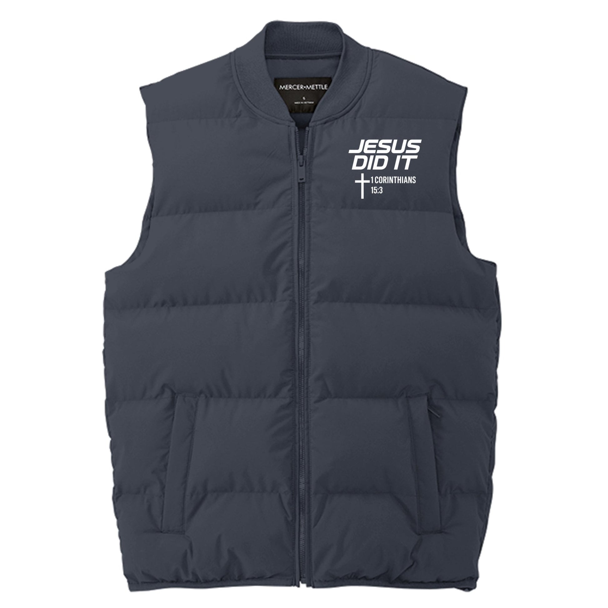 Jesus Did It Men's Christian Premium Puffer Vest - ClaimedbyGodDesigns