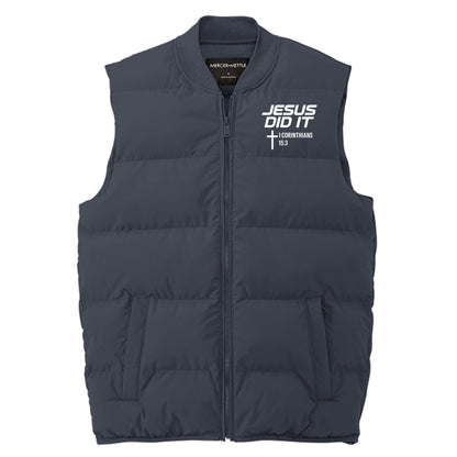 Jesus Did It Men's Christian Premium Puffer Vest - ClaimedbyGodDesigns