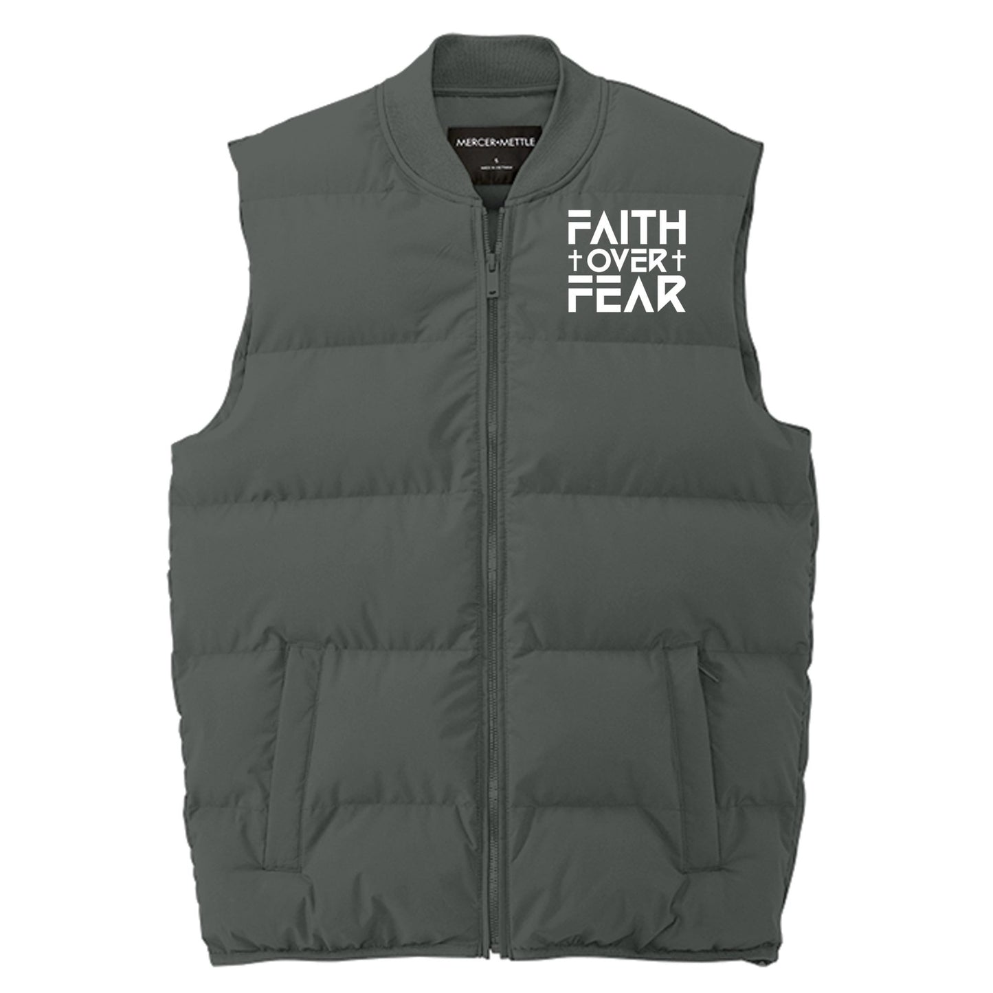 Faith Over Fear Men’s Christian Premium Puffer Vest - ClaimedbyGodDesigns