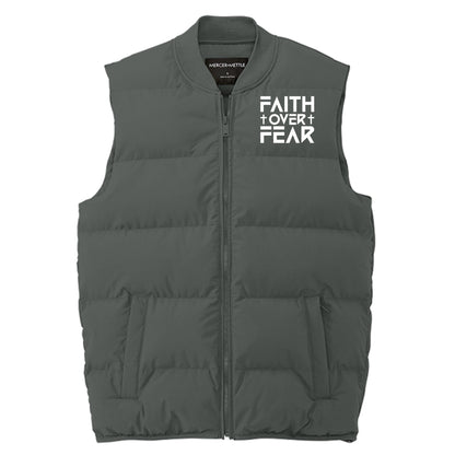 Faith Over Fear Men’s Christian Premium Puffer Vest - ClaimedbyGodDesigns