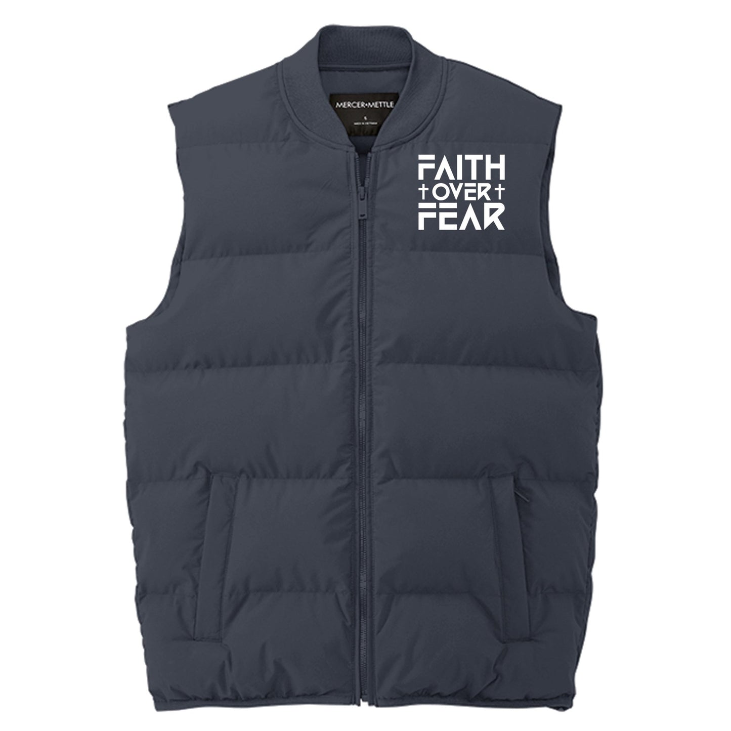 Faith Over Fear Men’s Christian Premium Puffer Vest - ClaimedbyGodDesigns