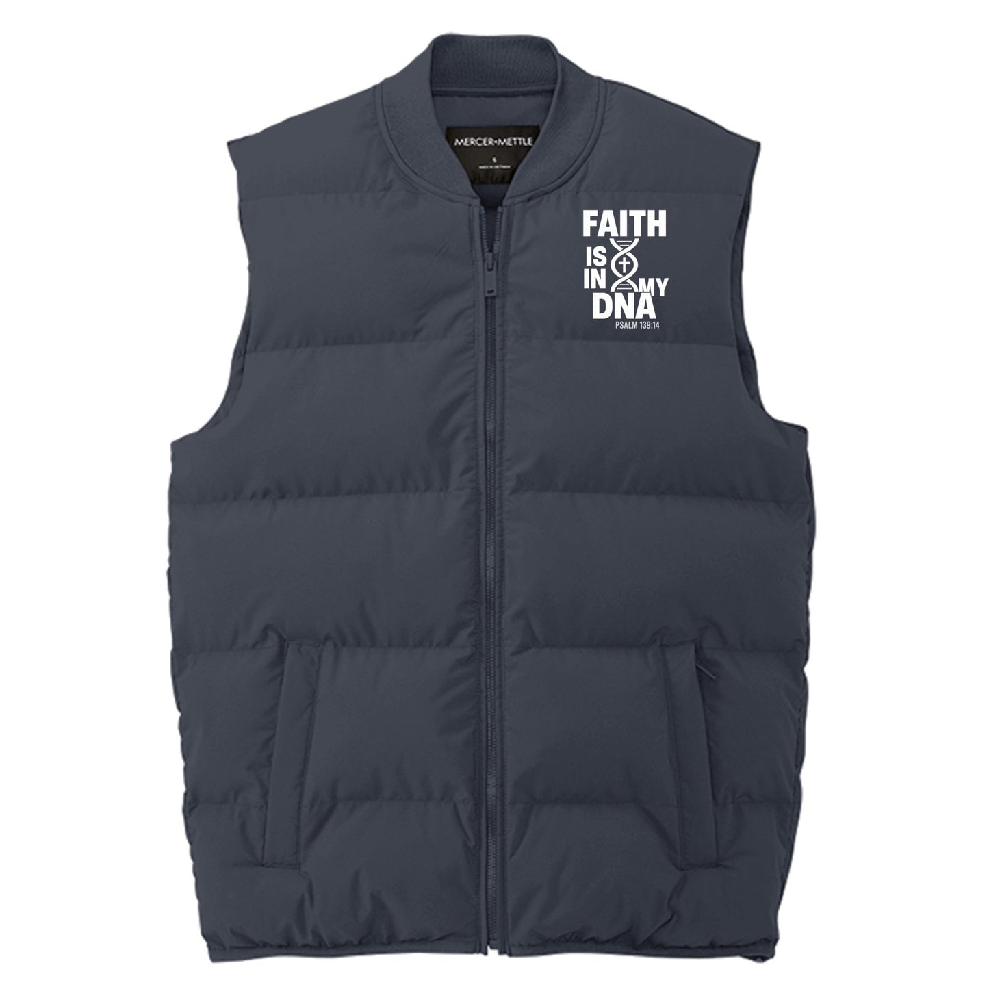 Faith Is In My DNA Men’s Christian Premium Puffer Vest - ClaimedbyGodDesigns