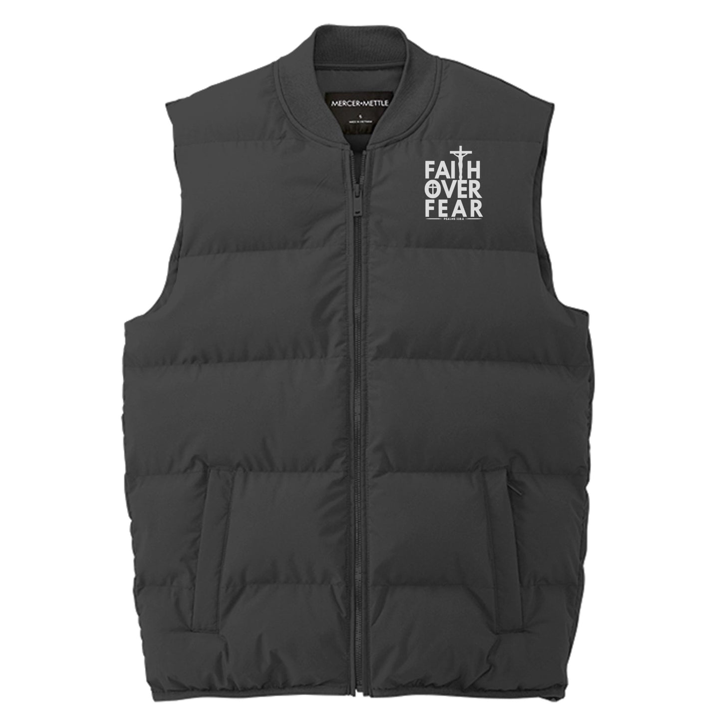Faith Over Fear (2) Men’s Christian Premium Puffer Vest - ClaimedbyGodDesigns