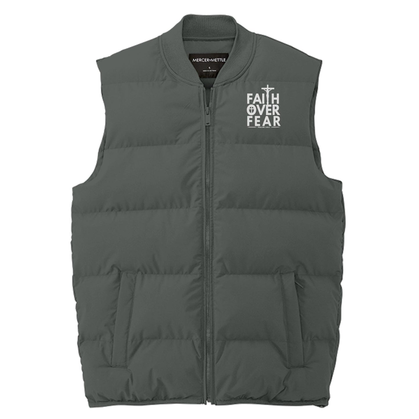 Faith Over Fear (2) Men’s Christian Premium Puffer Vest - ClaimedbyGodDesigns