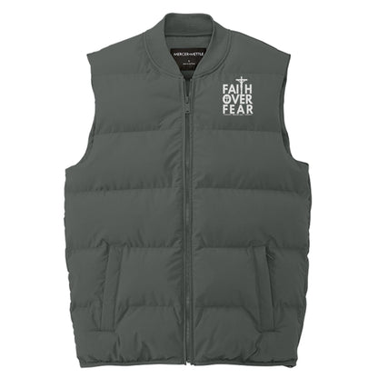 Faith Over Fear (2) Men’s Christian Premium Puffer Vest - ClaimedbyGodDesigns