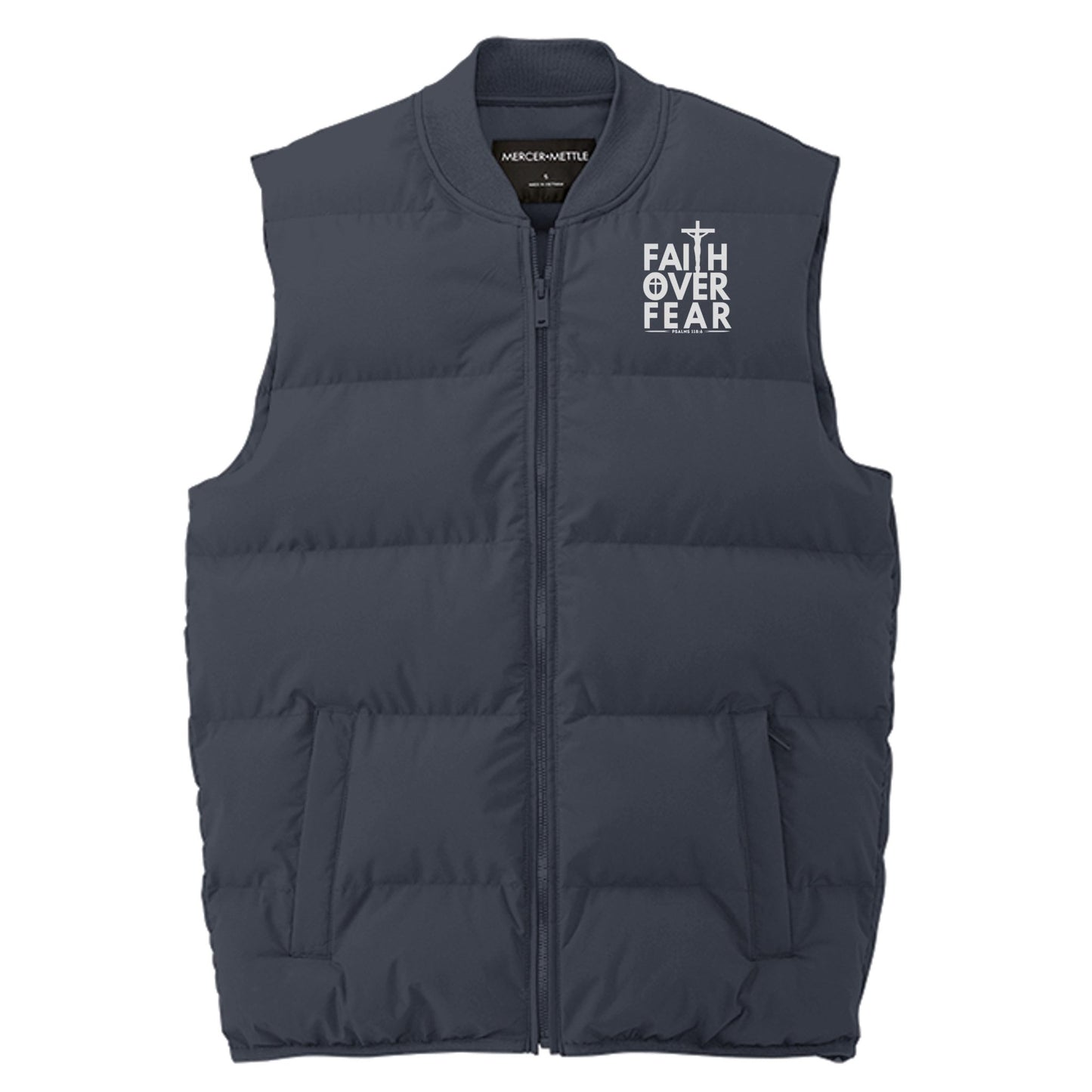 Faith Over Fear (2) Men’s Christian Premium Puffer Vest - ClaimedbyGodDesigns