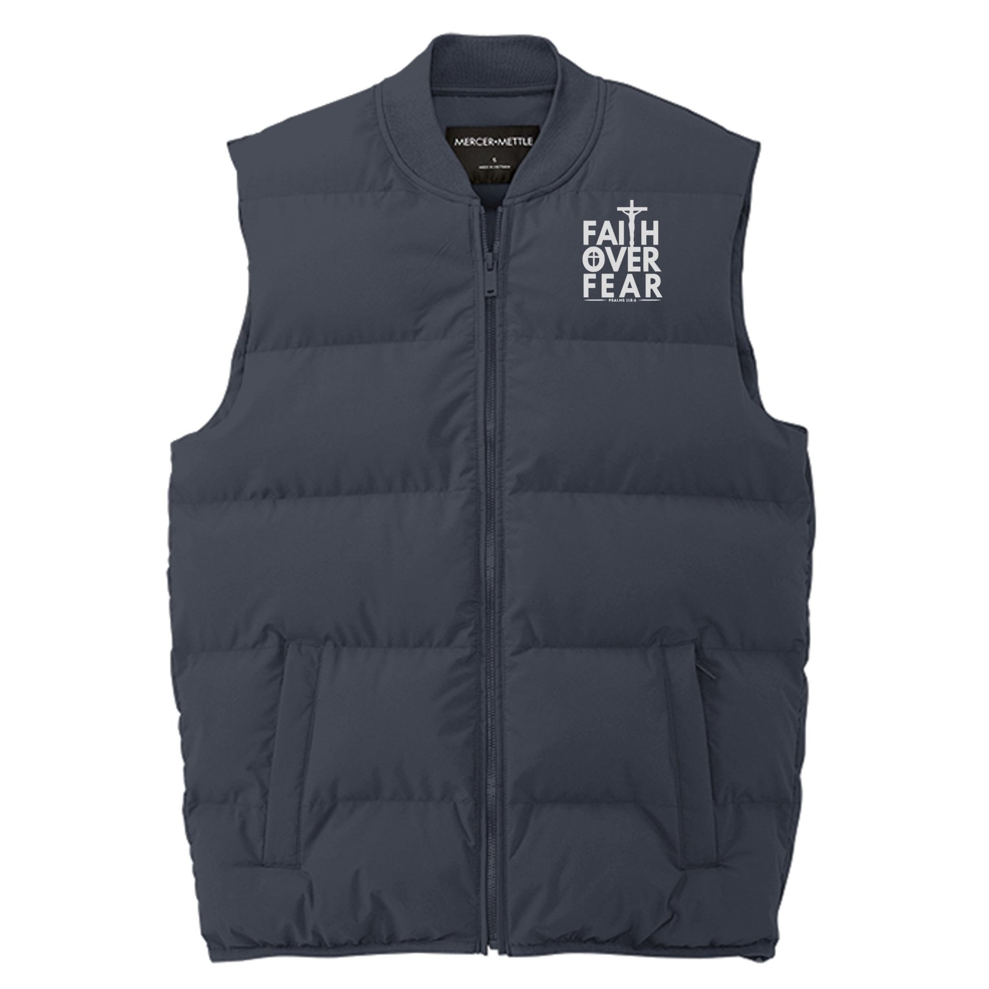 Faith Over Fear (2) Men’s Christian Premium Puffer Vest - ClaimedbyGodDesigns