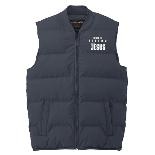 Born To Follow Jesus Men’s Christian Premium Puffer Vest - ClaimedbyGodDesigns