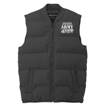 Enlisted In The Army Of God Men’s Christian Premium Puffer Vest - ClaimedbyGodDesigns