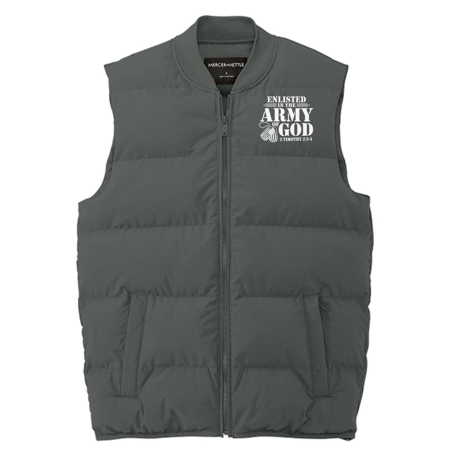 Enlisted In The Army Of God Men’s Christian Premium Puffer Vest - ClaimedbyGodDesigns