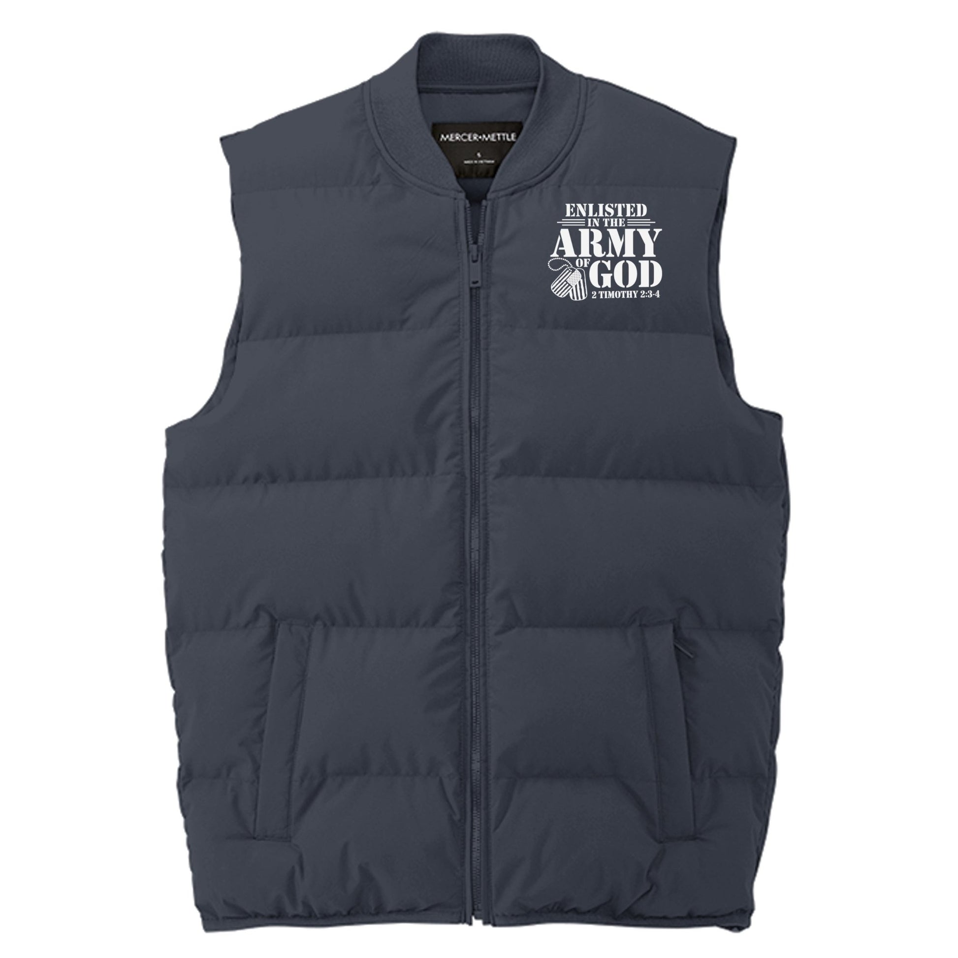Enlisted In The Army Of God Men’s Christian Premium Puffer Vest - ClaimedbyGodDesigns