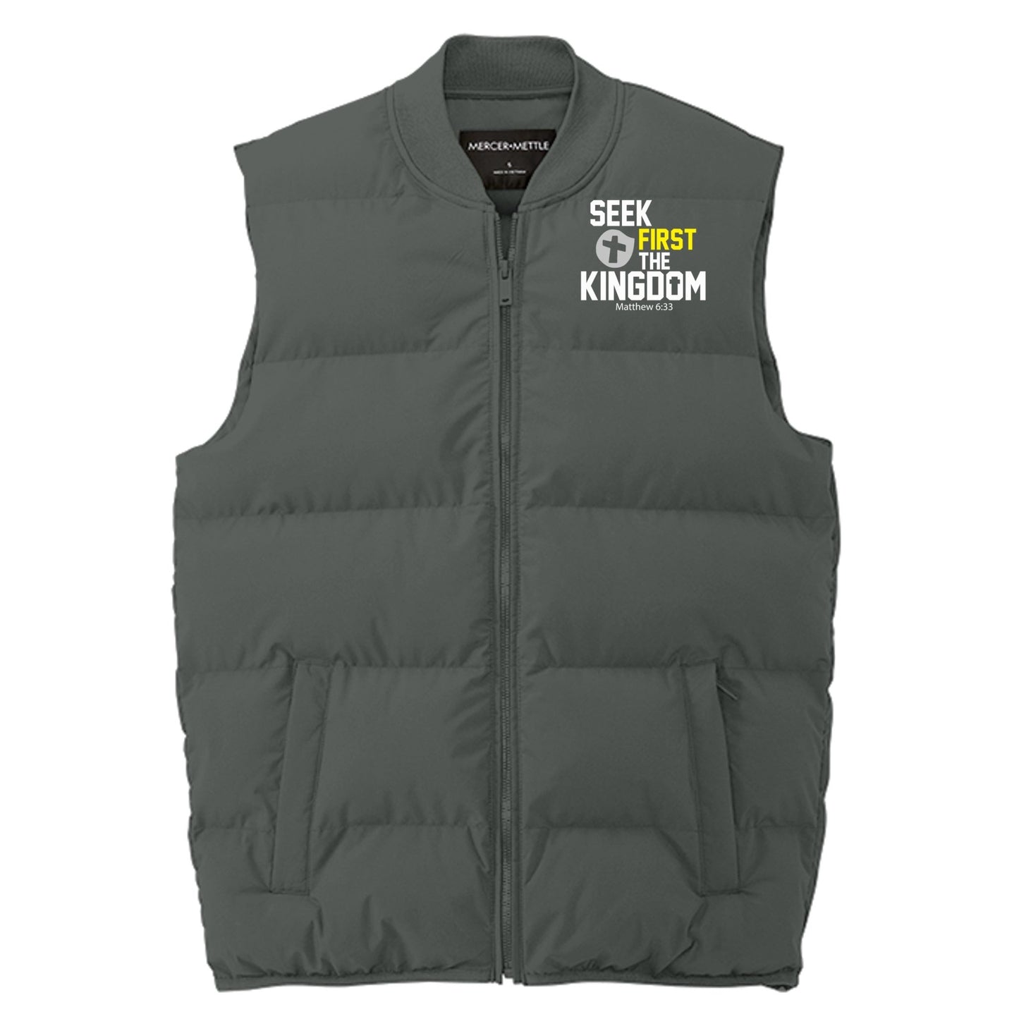 Seek First The Kingdom Men’s Christian Premium Puffer Vest - ClaimedbyGodDesigns