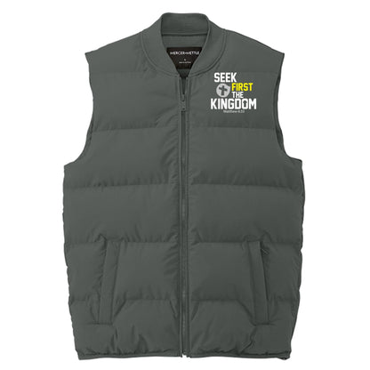 Seek First The Kingdom Men’s Christian Premium Puffer Vest - ClaimedbyGodDesigns