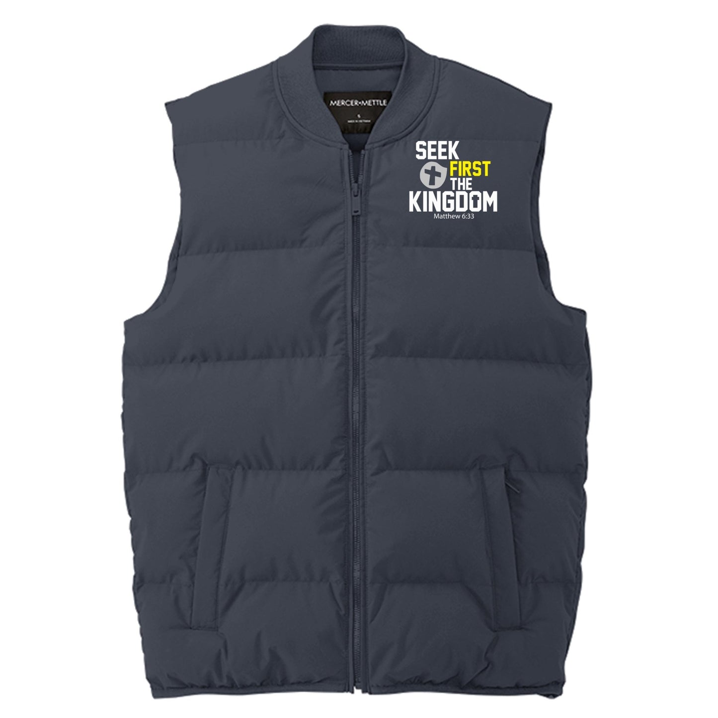 Seek First The Kingdom Men’s Christian Premium Puffer Vest - ClaimedbyGodDesigns