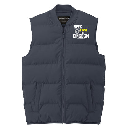 Seek First The Kingdom Men’s Christian Premium Puffer Vest - ClaimedbyGodDesigns
