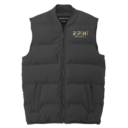 Repent Men’s Christian Premium Puffer Vest - ClaimedbyGodDesigns