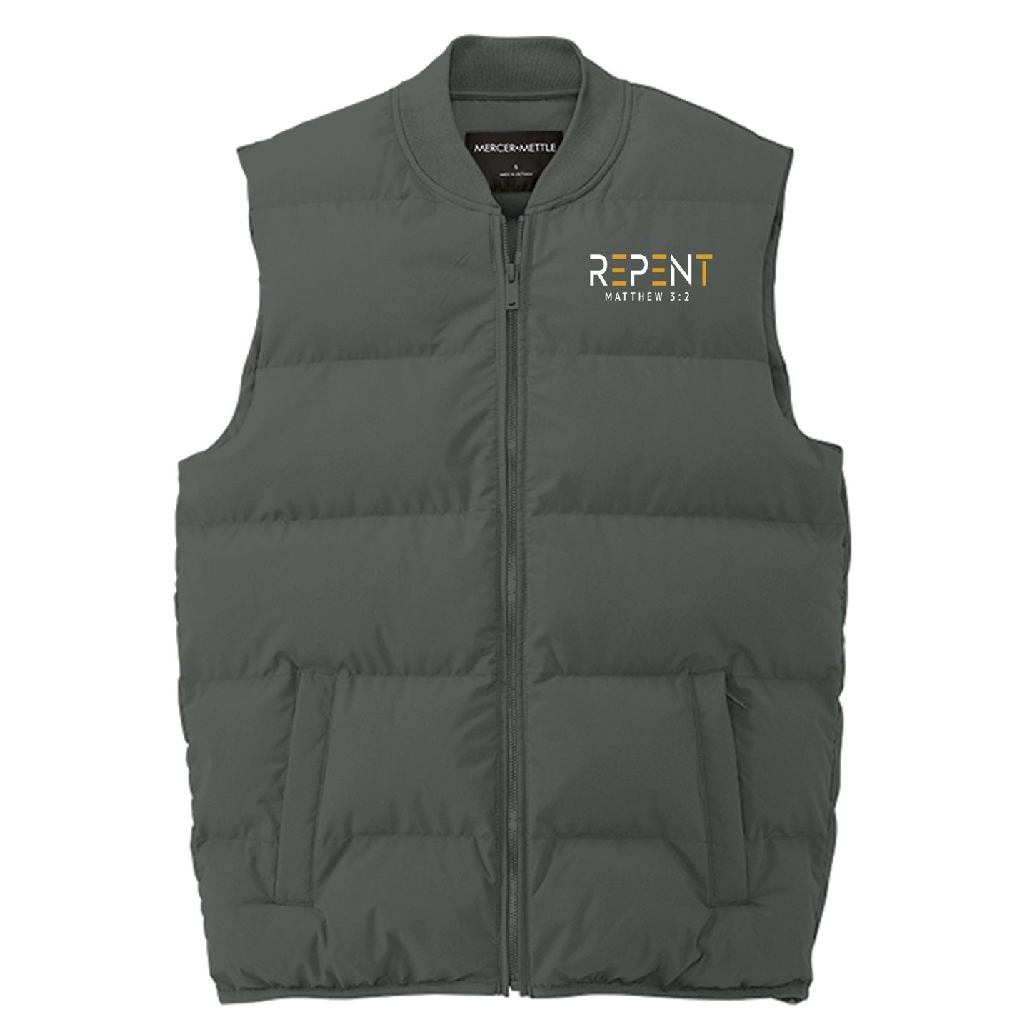 Repent Men’s Christian Premium Puffer Vest - ClaimedbyGodDesigns