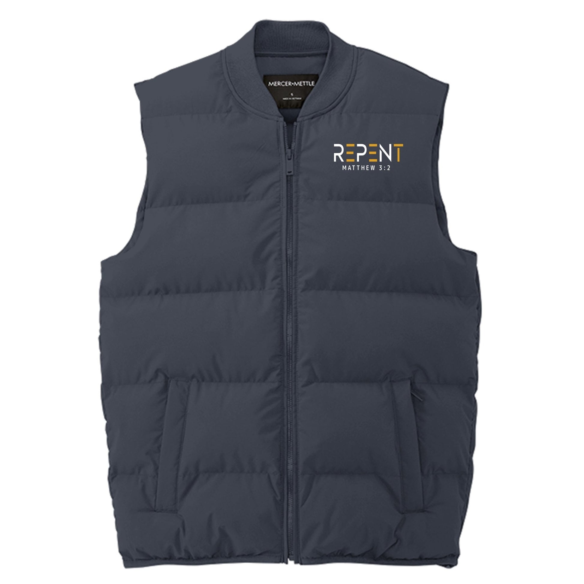 Repent Men’s Christian Premium Puffer Vest - ClaimedbyGodDesigns