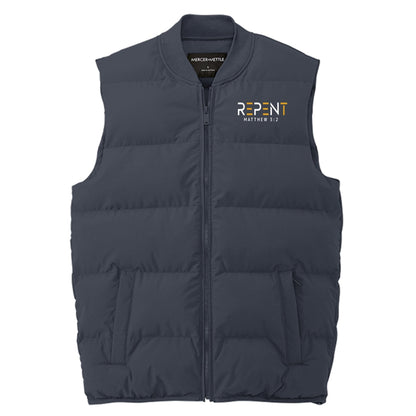 Repent Men’s Christian Premium Puffer Vest - ClaimedbyGodDesigns