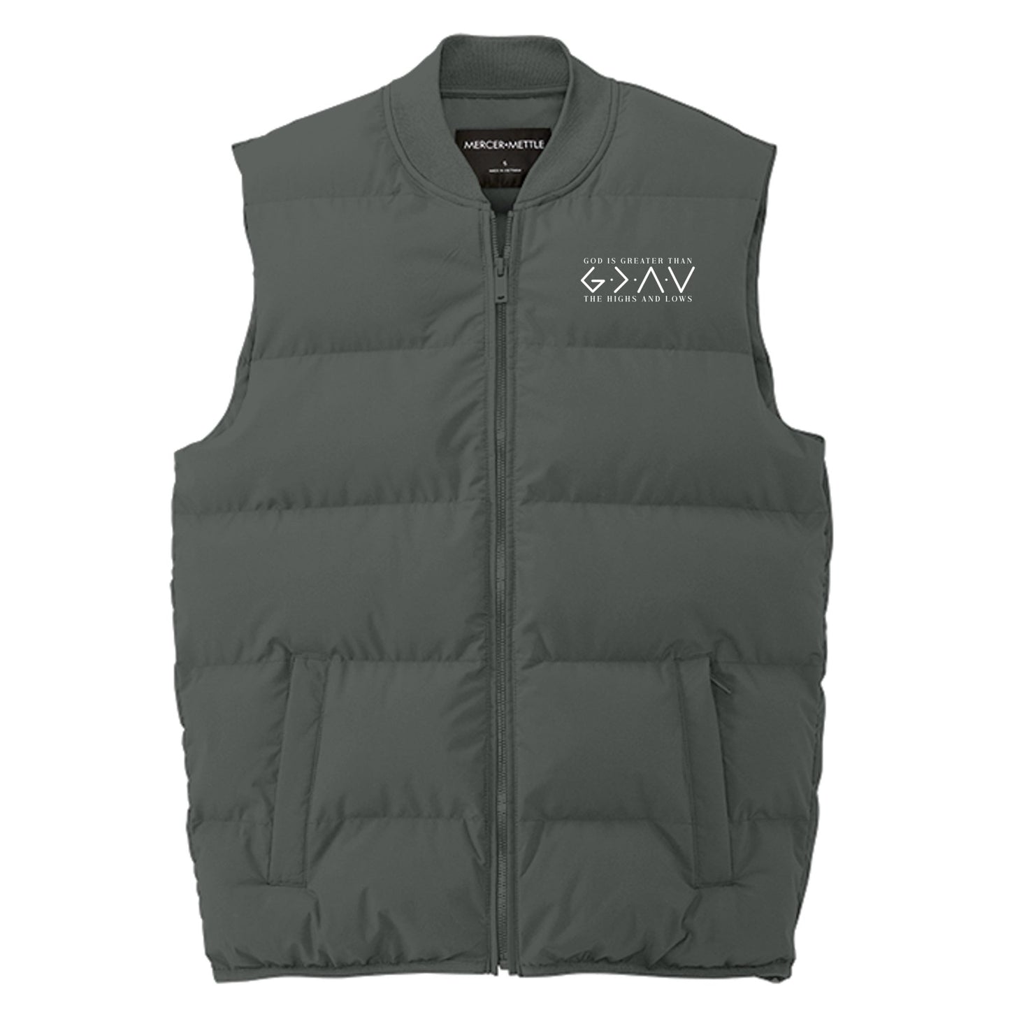 God Is Greater Than The Highs And Lows Men’s Christian Premium Puffer Vest - ClaimedbyGodDesigns