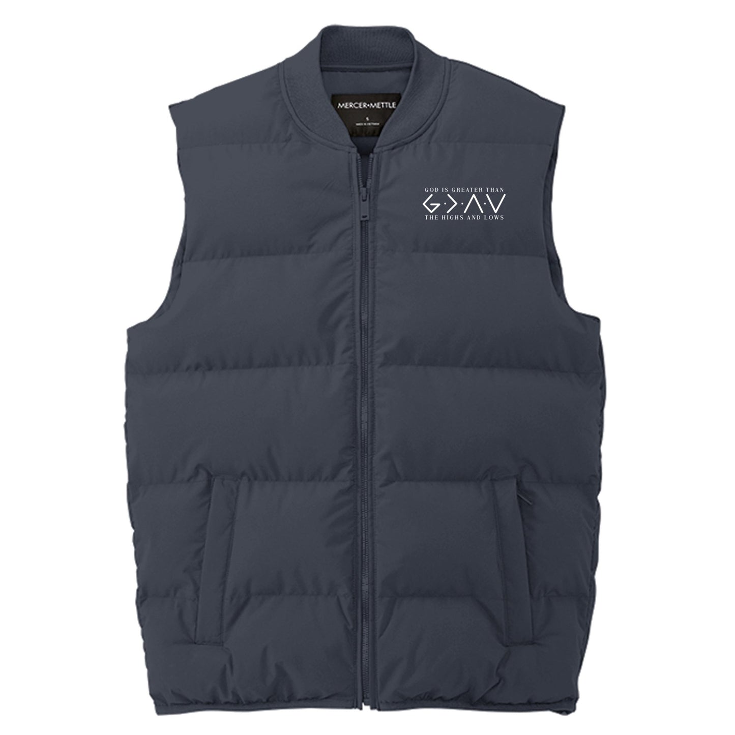 God Is Greater Than The Highs And Lows Men’s Christian Premium Puffer Vest - ClaimedbyGodDesigns