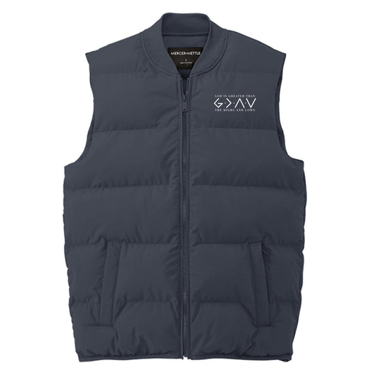 God Is Greater Than The Highs And Lows Men’s Christian Premium Puffer Vest - ClaimedbyGodDesigns