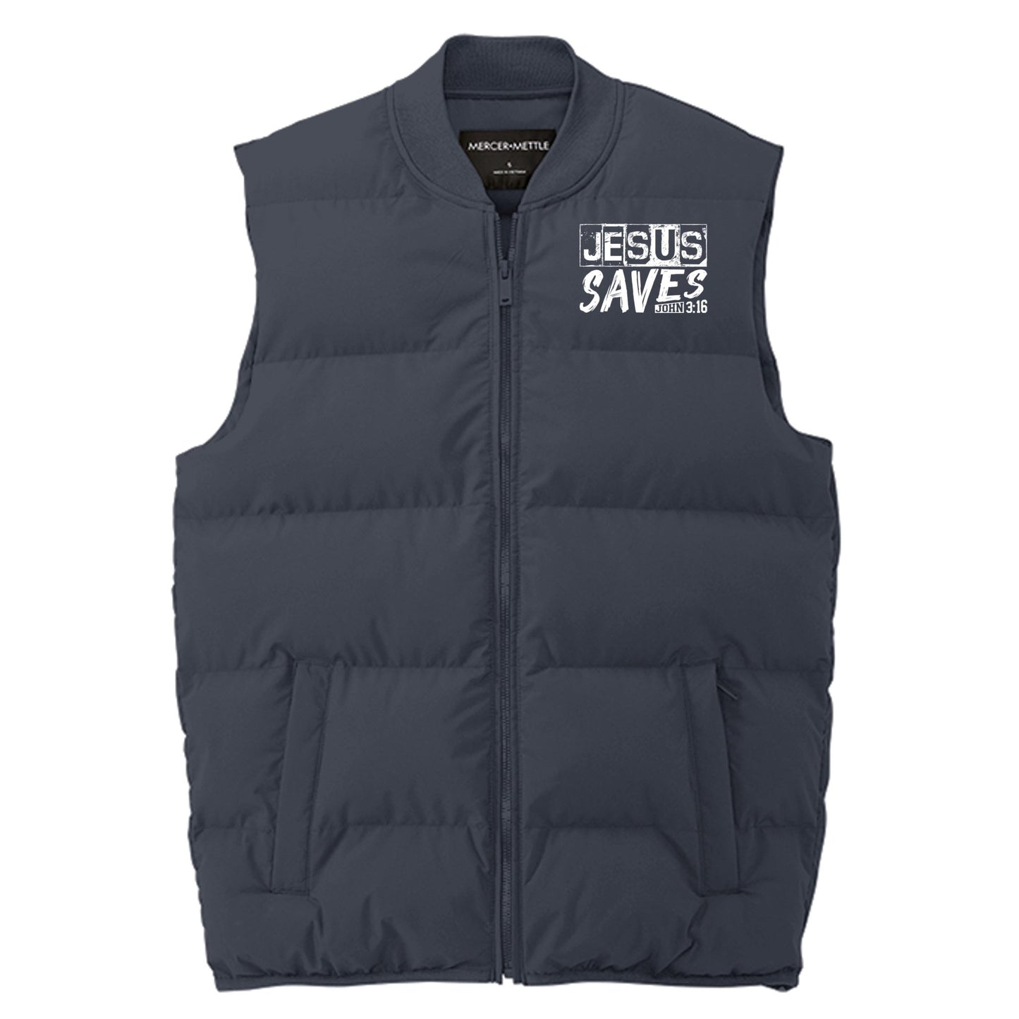Jesus Saves Men’s Christian Premium Puffer Vest - ClaimedbyGodDesigns