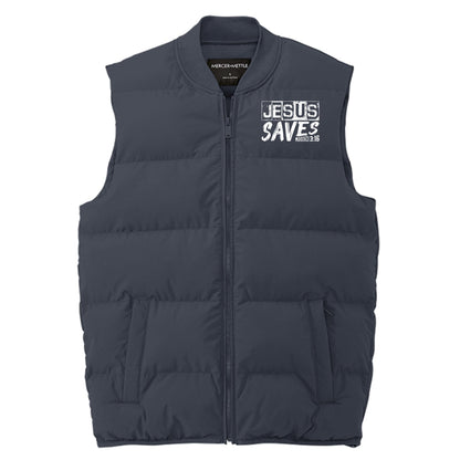 Jesus Saves Men’s Christian Premium Puffer Vest - ClaimedbyGodDesigns