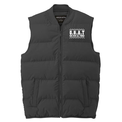 GOAT God Over All Things Men’s Christian Premium Puffer Vest - ClaimedbyGodDesigns