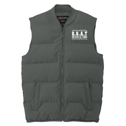 GOAT God Over All Things Men’s Christian Premium Puffer Vest - ClaimedbyGodDesigns