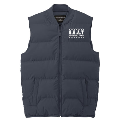 GOAT God Over All Things Men’s Christian Premium Puffer Vest - ClaimedbyGodDesigns
