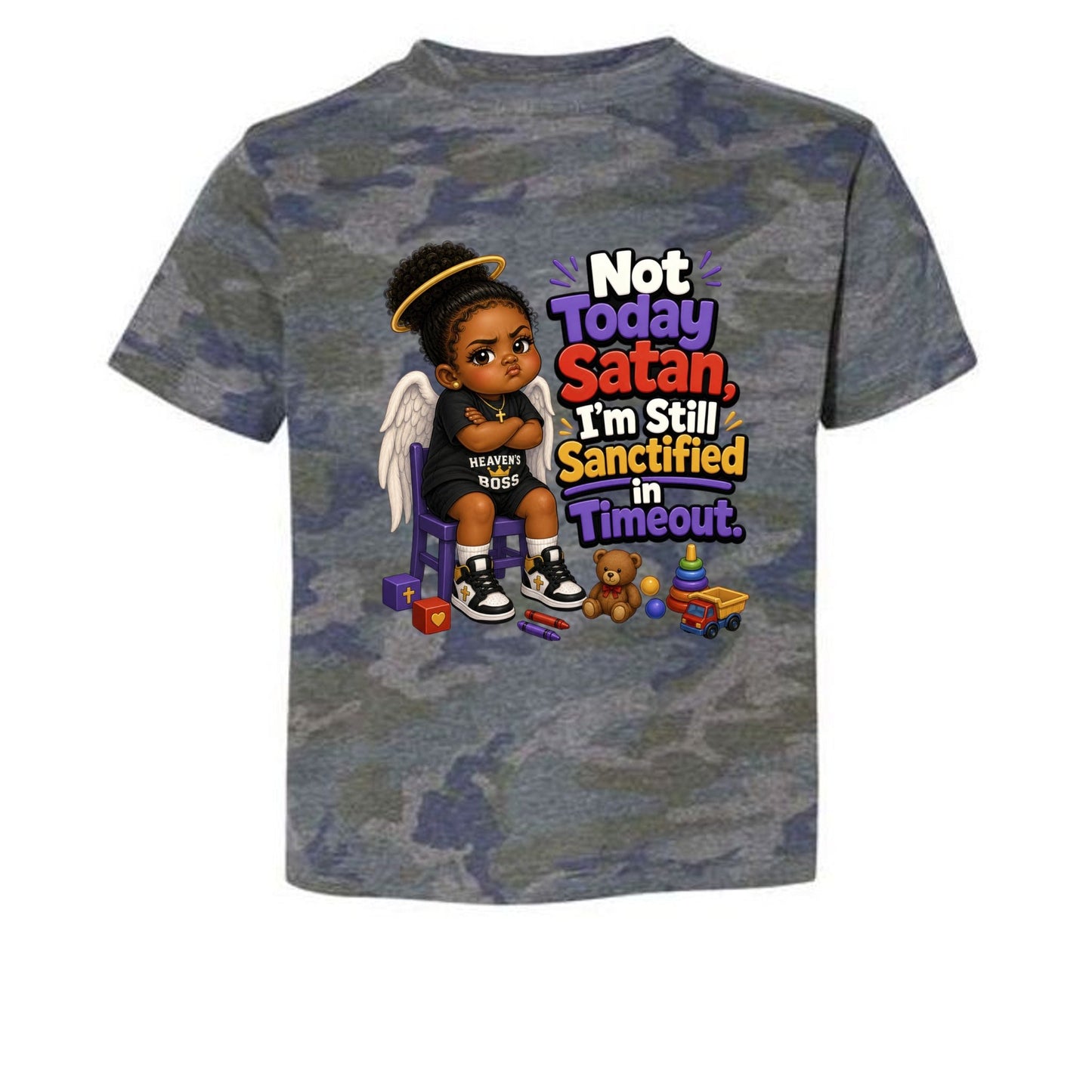 Not Today Satan I'm Still Sanctified In Time Out Toddler Christian T-shirt - ClaimedbyGodDesigns