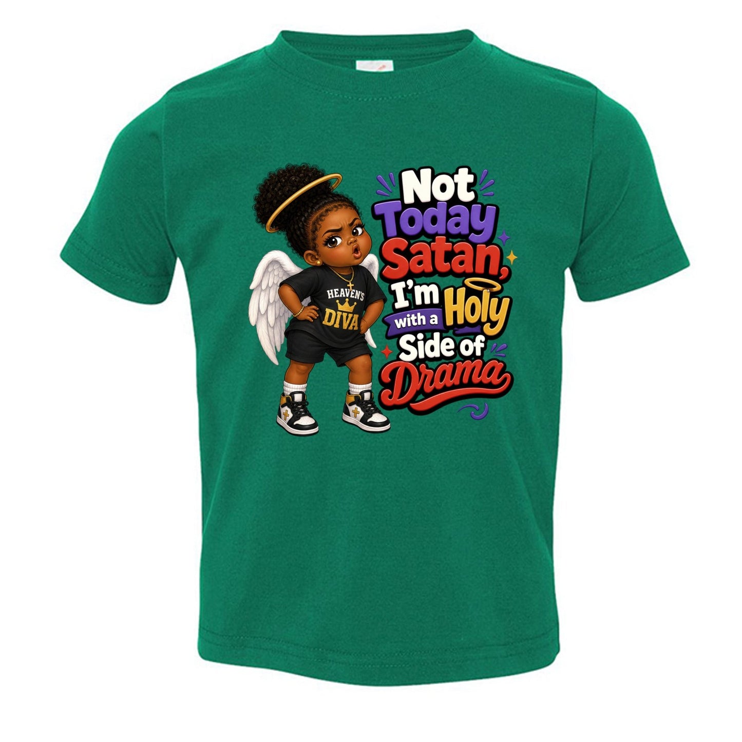 Not Today Satan I'm Holy With A Side Of Drama Toddler Christian T-shirt - ClaimedbyGodDesigns