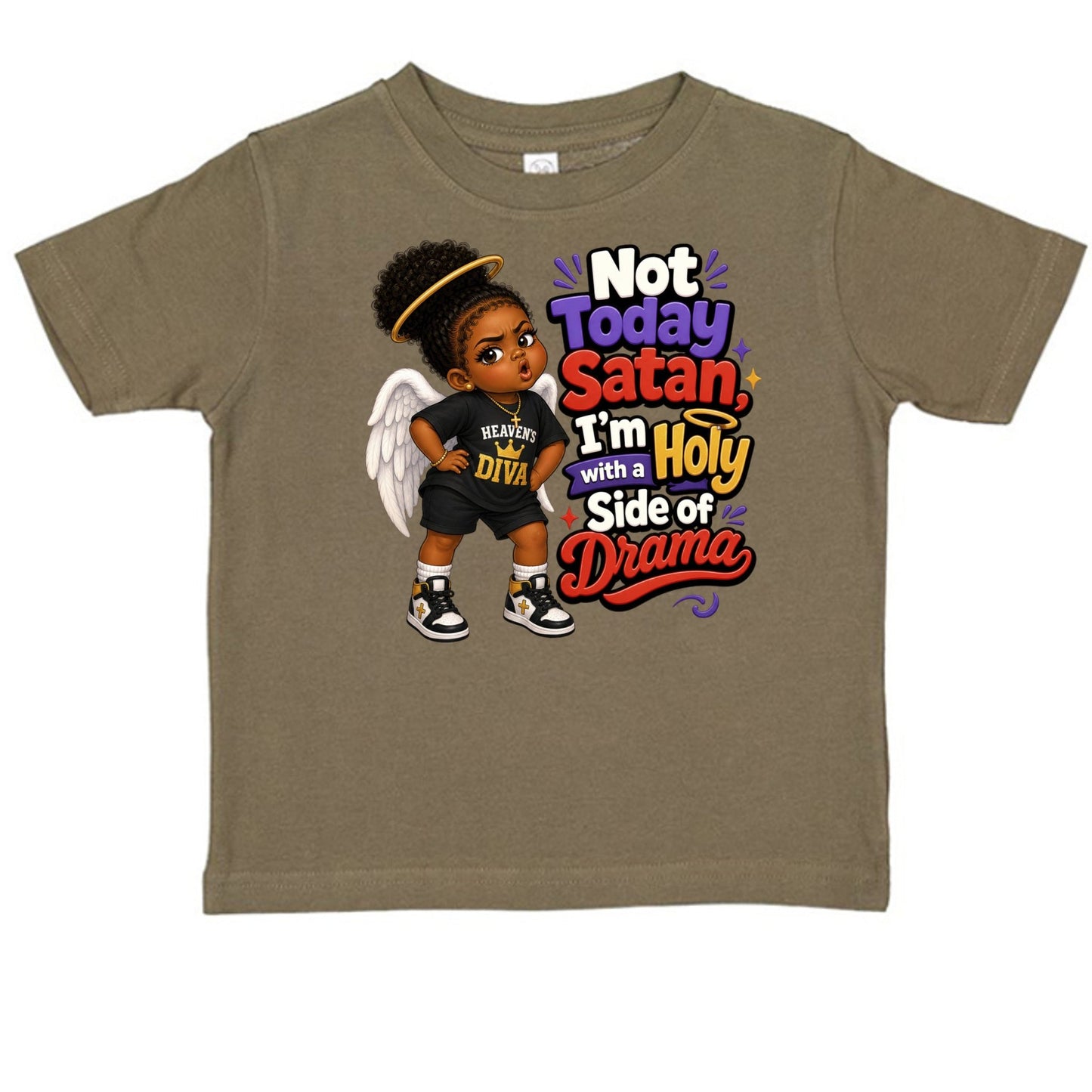 Not Today Satan I'm Holy With A Side Of Drama Toddler Christian T-shirt - ClaimedbyGodDesigns