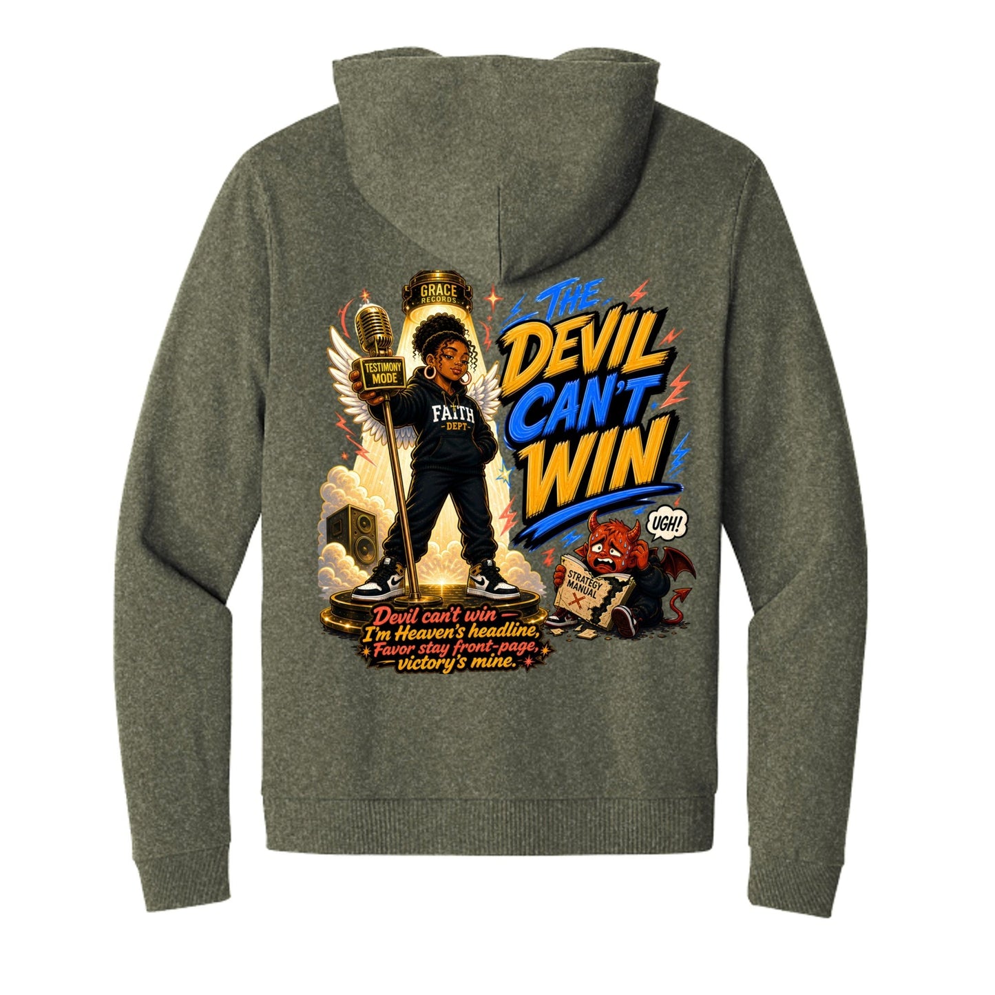 The Devil Can’t Win Women’s Christian Full‑Zip Hooded Sweatshirt - ClaimedbyGodDesigns