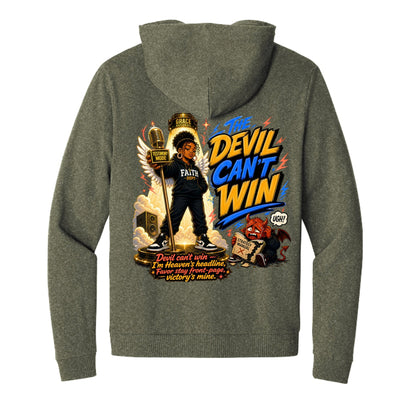 The Devil Can’t Win Women’s Christian Full‑Zip Hooded Sweatshirt - ClaimedbyGodDesigns