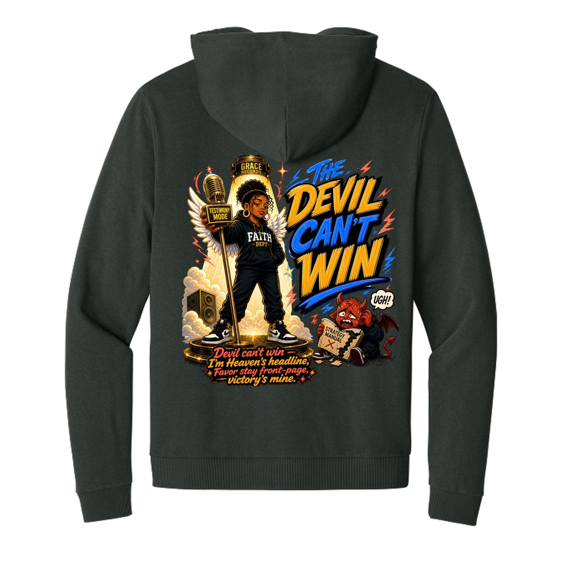 The Devil Can’t Win Women’s Christian Full‑Zip Hooded Sweatshirt - ClaimedbyGodDesigns