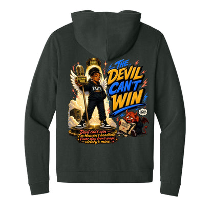 The Devil Can’t Win Women’s Christian Full‑Zip Hooded Sweatshirt - ClaimedbyGodDesigns