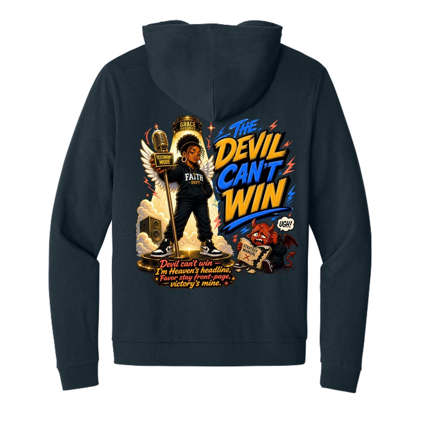 The Devil Can’t Win Women’s Christian Full‑Zip Hooded Sweatshirt - ClaimedbyGodDesigns
