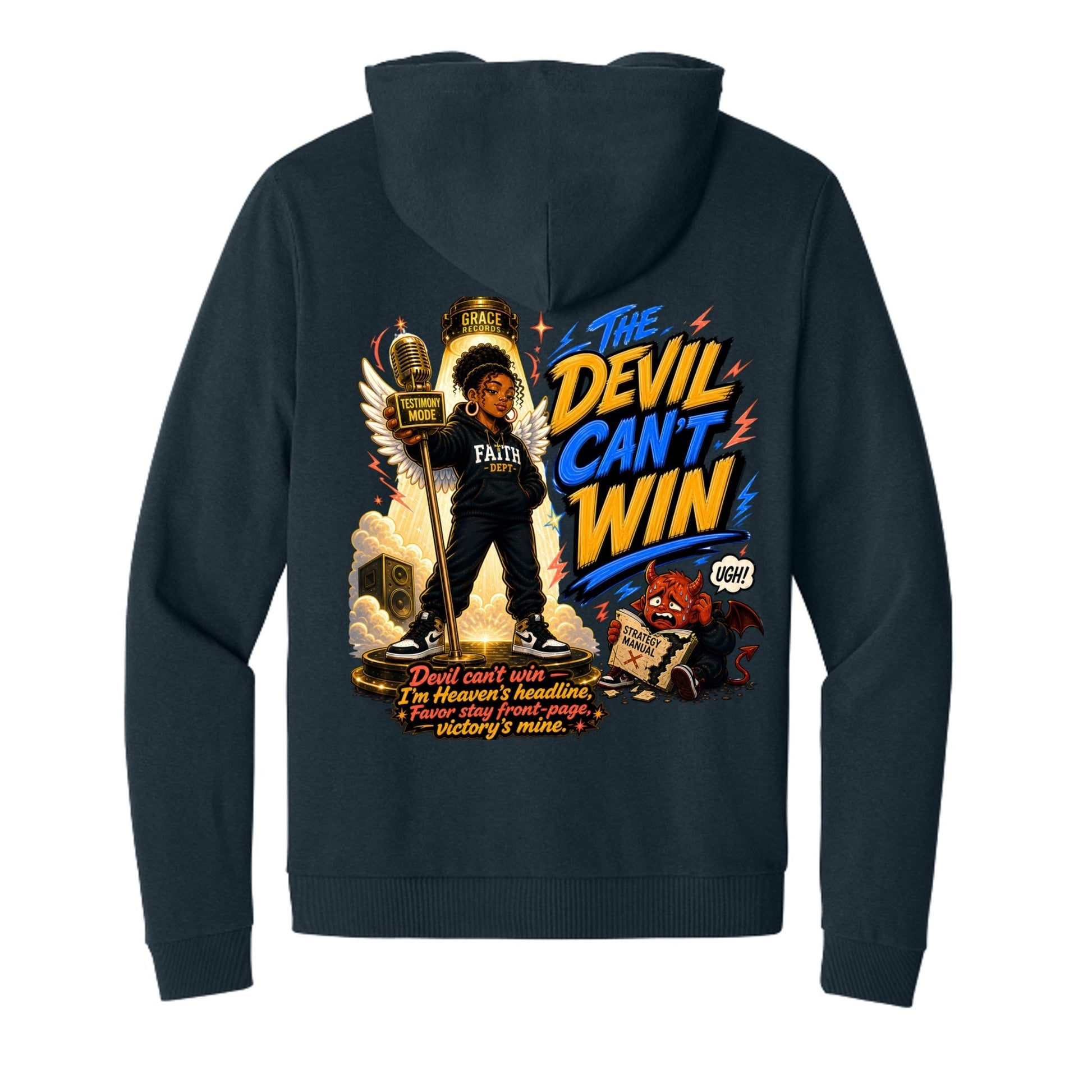 The Devil Can’t Win Women’s Christian Full‑Zip Hooded Sweatshirt - ClaimedbyGodDesigns