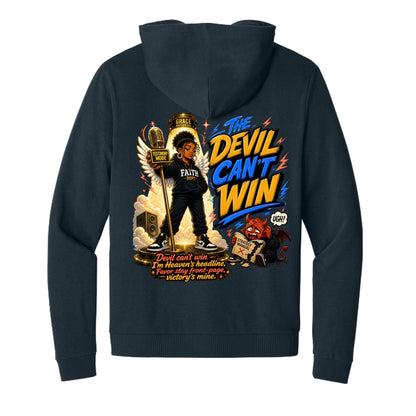 The Devil Can’t Win Women’s Christian Full‑Zip Hooded Sweatshirt - ClaimedbyGodDesigns